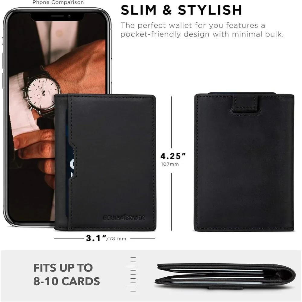 Wallets for Men Slim Mens leather RFID Blocking Minimalist Card Front Pocket